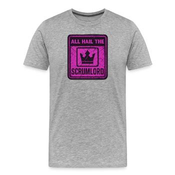 All Hail the Scrumlord - Men's Premium Organic T-Shirt - heather grey - Front - Damien (186cm)