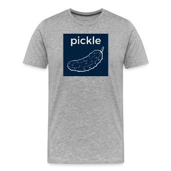 Cornichon de concombre minimaliste sur fond bleu foncé - T-shirt bio Premium Homme - gris chiné - Devant - Damien (186cm)
