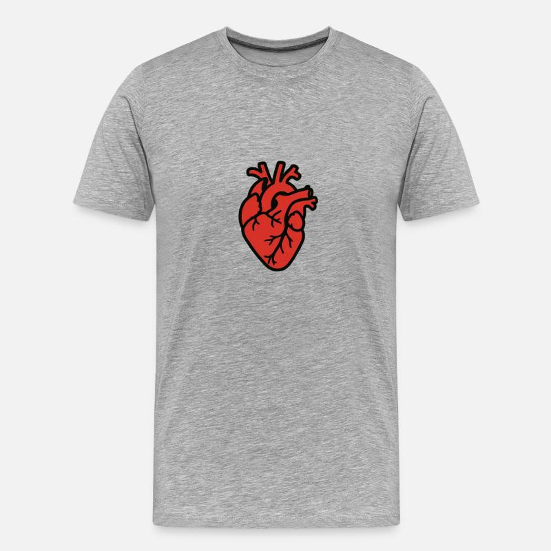 cuore_anatomico - Männer Premium Bio T-Shirt - Grau meliert