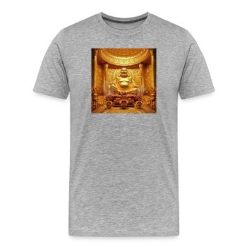 Golden Buddha Temple Scene - Men's Premium Organic T-Shirt - heather grey - Front - Damien (186cm)