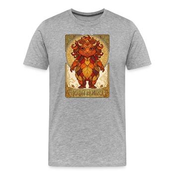 Herbst Monster aus Laub - Männer Premium Bio T-Shirt - Grau meliert - Vorne - Damien (186cm)