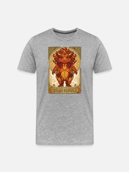 Monstres de feuillage d’automne - T-shirt bio Premium Homme - gris chiné