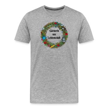 Gartenwerkzeug Kranz Muster - Männer Premium Bio T-Shirt - Grau meliert - Vorne - Damien (186cm)