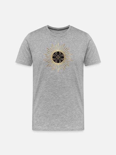 Soleil doré mandala - T-shirt bio Premium Homme - gris chiné