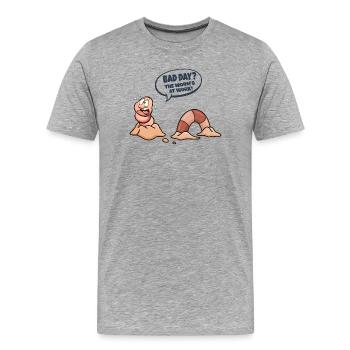 Ver sur le lieu de travail Mauvaise journée - T-shirt bio Premium Homme - gris chiné - Devant - Damien (186cm)