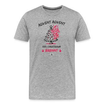 Avent, Avent - le sapin de Noël brûle - T-shirt bio Premium Homme - gris chiné - Devant - Damien (186cm)