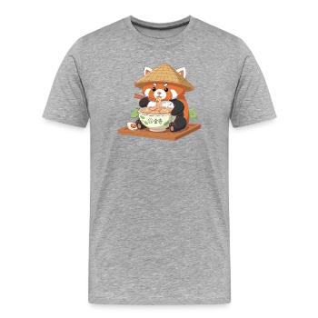 Ramen Panda avec chapeau de paille - T-shirt bio Premium Homme - gris chiné - Devant - Damien (186cm)
