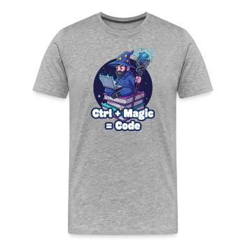 Ctrl Magic Code Zauberer - Männer Premium Bio T-Shirt - Grau meliert - Vorne - Damien (186cm)