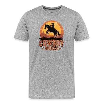 Rodéo de cow-boy - Wild West Sunset Design - T-shirt bio Premium Homme - gris chiné - Devant - Damien (186cm)