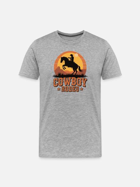 Cowboy Rodeo - Wild West Sunset Design - Men's Premium Organic T-Shirt - heather grey
