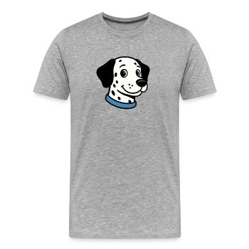 Dalmatian with blue necklace - Men's Premium Organic T-Shirt - heather grey - Front - Damien (186cm)