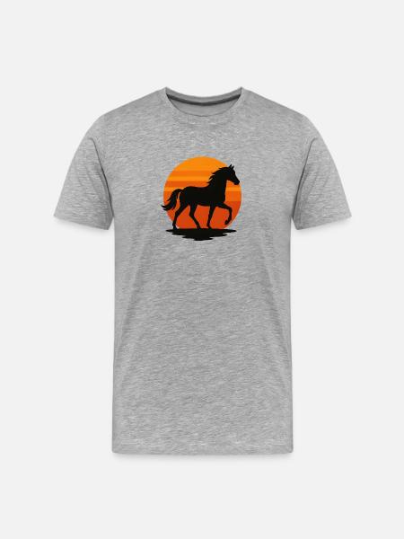 Sunset Horse Silhouette - Men's Premium Organic T-Shirt - heather grey