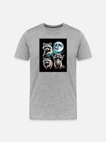 Three raccoons under the full moon - Men's Premium Organic T-Shirt - heather grey