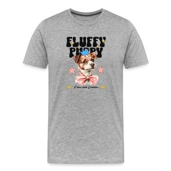 Chiot moelleux - si moelleux qu’il faut sourire - T-shirt bio Premium Homme - gris chiné - Devant - Damien (186cm)