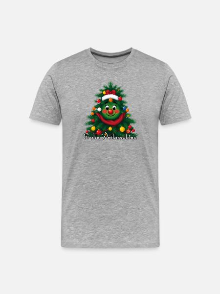 Merry Christmas tree with face - Men's Premium Organic T-Shirt - heather grey