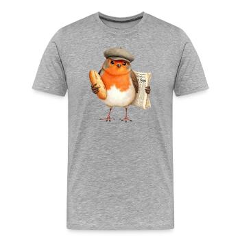 Robin Newsbird with Bread and Cap - Men's Premium Organic T-Shirt - heather grey - Front - Damien (186cm)