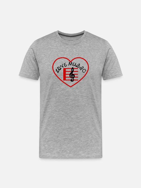 Red Heart - Musical - Men's Premium Organic T-Shirt - heather grey