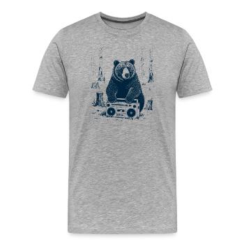 Boombox Bär - Männer Premium Bio T-Shirt - Grau meliert - Vorne - Damien (186cm)
