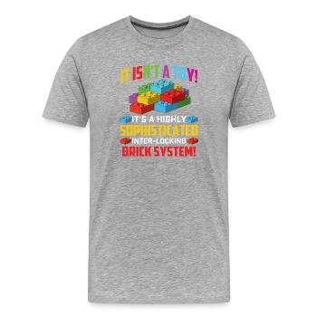Système sophistiqué de briques imbriquées Humour - T-shirt bio Premium Homme - gris chiné - Devant - Damien (186cm)