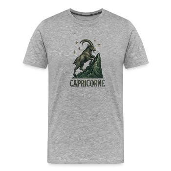 Signe astrologique du Capricorne - Astrologie - T-shirt bio Premium Homme - gris chiné - Devant - Damien (186cm)