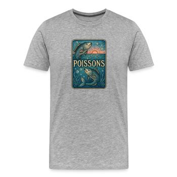 Signe astrologique du Poissons - Astrologie - T-shirt bio Premium Homme - gris chiné - Devant - Damien (186cm)