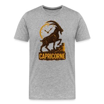 Signe astrologique du Capricorne - Astrologie - T-shirt bio Premium Homme - gris chiné - Devant - Damien (186cm)