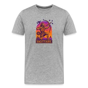 Signe astrologique du Sagittaire - Astrologie - T-shirt bio Premium Homme - gris chiné - Devant - Damien (186cm)