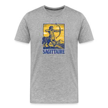 Signe astrologique du Sagittaire - Astrologie - T-shirt bio Premium Homme - gris chiné - Devant - Damien (186cm)
