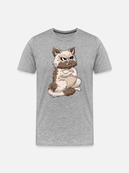 Mürrische Katze - Männer Premium Bio T-Shirt - Grau meliert