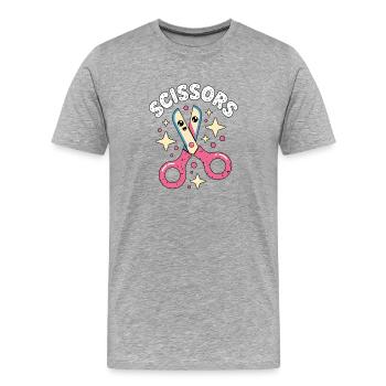 Ciseaux Pierre Papier Kawaii Ciseaux - T-shirt bio Premium Homme - gris chiné - Devant - Damien (186cm)