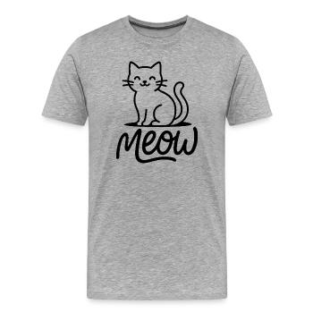 Miaou Chat - T-shirt bio Premium Homme - gris chiné - Devant - Damien (186cm)
