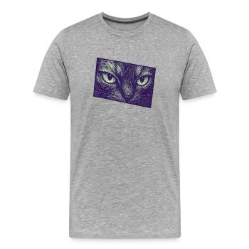 Neon Cat Gaze Art graphique moderne - T-shirt bio Premium Homme - gris chiné - Devant - Damien (186cm)