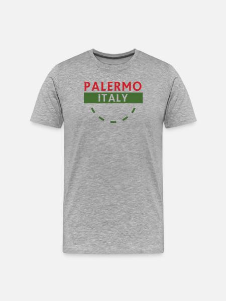 Palermo Italy emblem with green curve - Men's Premium Organic T-Shirt - heather grey