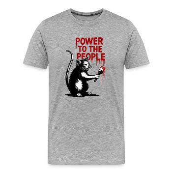GraffitiCat Red Message - Men's Premium Organic T-Shirt - heather grey - Front - Damien (186cm)