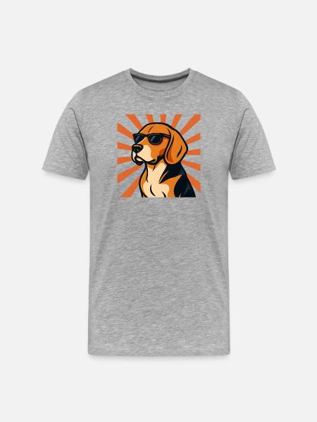 Beagle Dog with Retro Sunglasses - Men's Premium Organic T-Shirt - heather grey