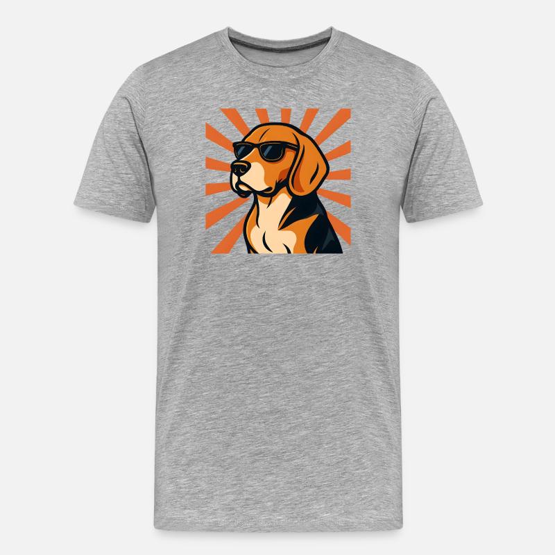 Beagle Hund mit Retro Sonnenbrille - Männer Premium Bio T-Shirt - Grau meliert