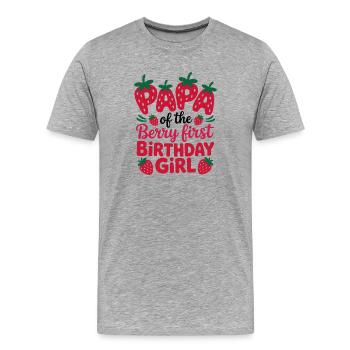 Berry Birthday Girl - Men's Premium Organic T-Shirt - heather grey - Front - Damien (186cm)