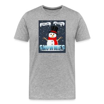 Chillin’ with my snowmies– Winter Design - Männer Premium Bio T-Shirt - Grau meliert - Vorne - Damien (186cm)