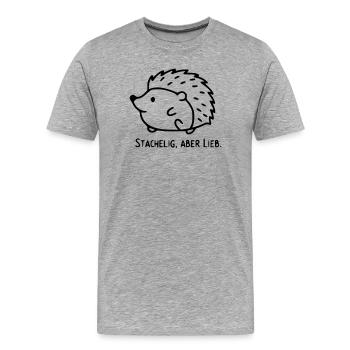 Hedgehog Saying | Prickly, but sweet - Men's Premium Organic T-Shirt - heather grey - Front - Damien (186cm)