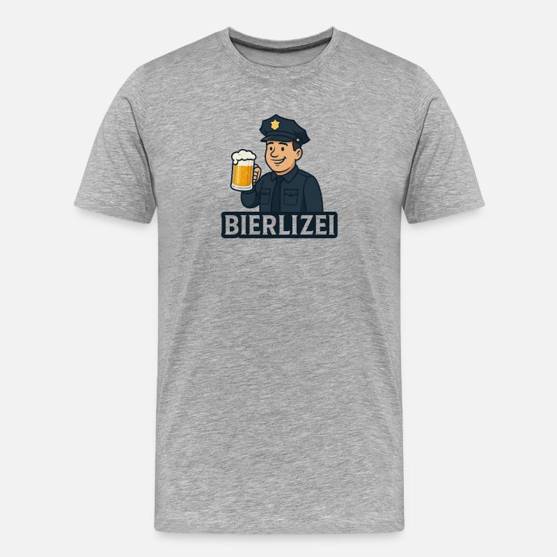 Bierpolizist Motiv mit Bierkrug - Männer Premium Bio T-Shirt - Grau meliert