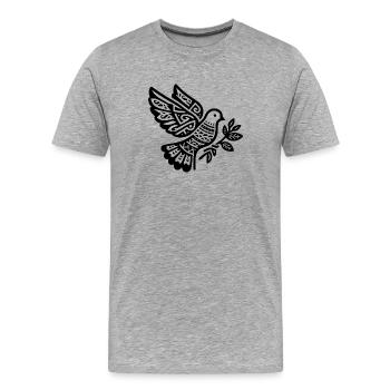 Ethnische Taube des Friedens – Zeichen des Geistes - Männer Premium Bio T-Shirt - Grau meliert - Vorne - Damien (186cm)