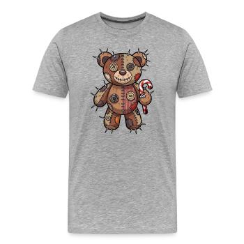 Creepy Weihnachtsbär Voodoo Halloween Albtraum - Männer Premium Bio T-Shirt - Grau meliert - Vorne - Damien (186cm)