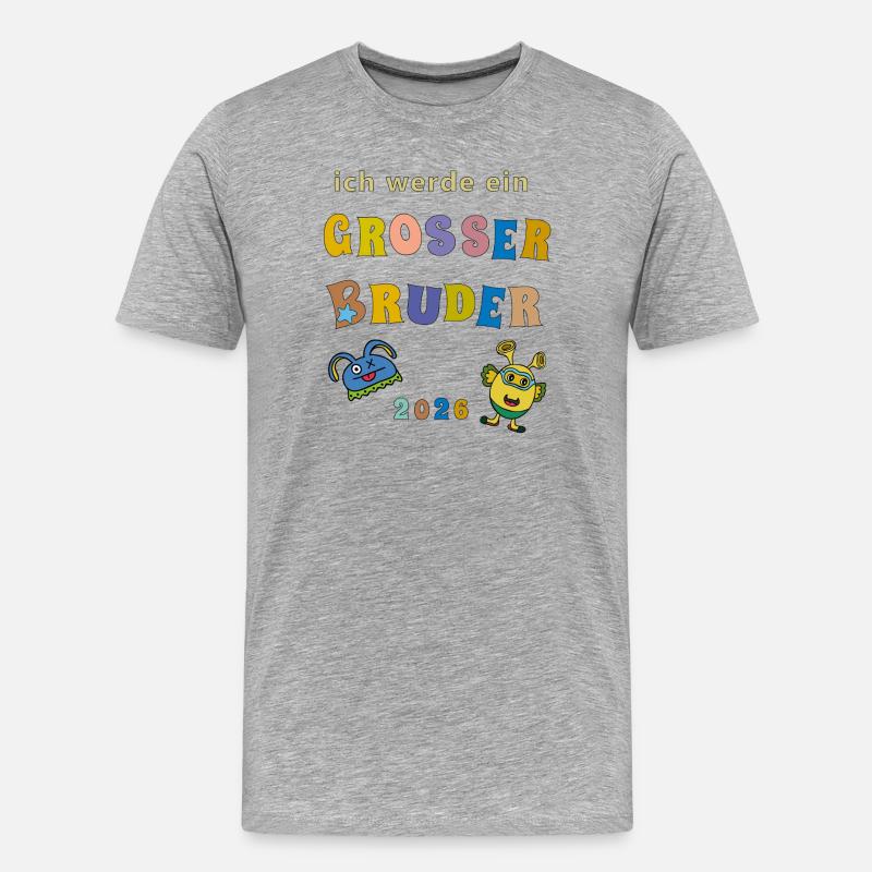 Ich werde großer Bruder 2026 - Männer Premium Bio T-Shirt - Grau meliert