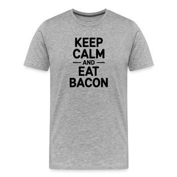 Keep Calm and Eat Bacon - Men's Premium Organic T-Shirt - heather grey - Front - Damien (186cm)