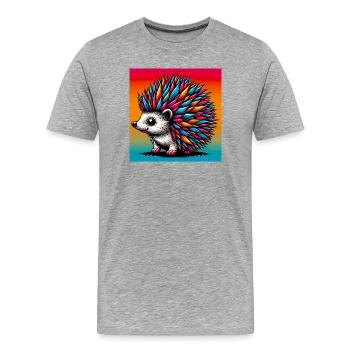 hedgehog - Men's Premium Organic T-Shirt - heather grey - Front - Damien (186cm)