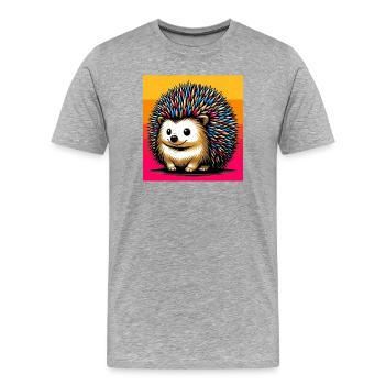 hedgehog - Men's Premium Organic T-Shirt - heather grey - Front - Damien (186cm)