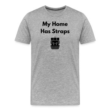 My Home Has Straps (Backpack) – Travel Shirt - Männer Premium Bio T-Shirt - Grau meliert - Vorne - Damien (186cm)