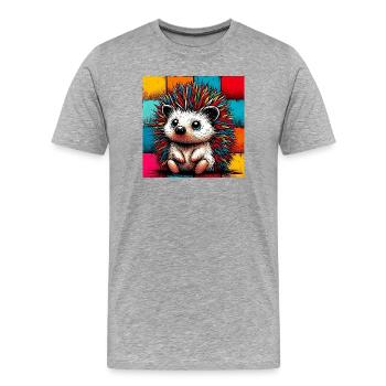 hedgehog - Men's Premium Organic T-Shirt - heather grey - Front - Damien (186cm)