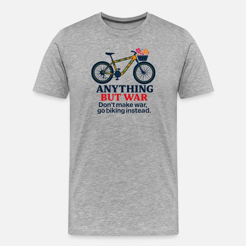 Anything But War - Go Biking Instead - Männer Premium Bio T-Shirt - Grau meliert