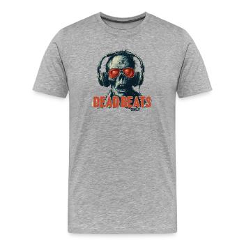 Dead Beats Only - Conception de musique zombie cool - T-shirt bio Premium Homme - gris chiné - Devant - Damien (186cm)
